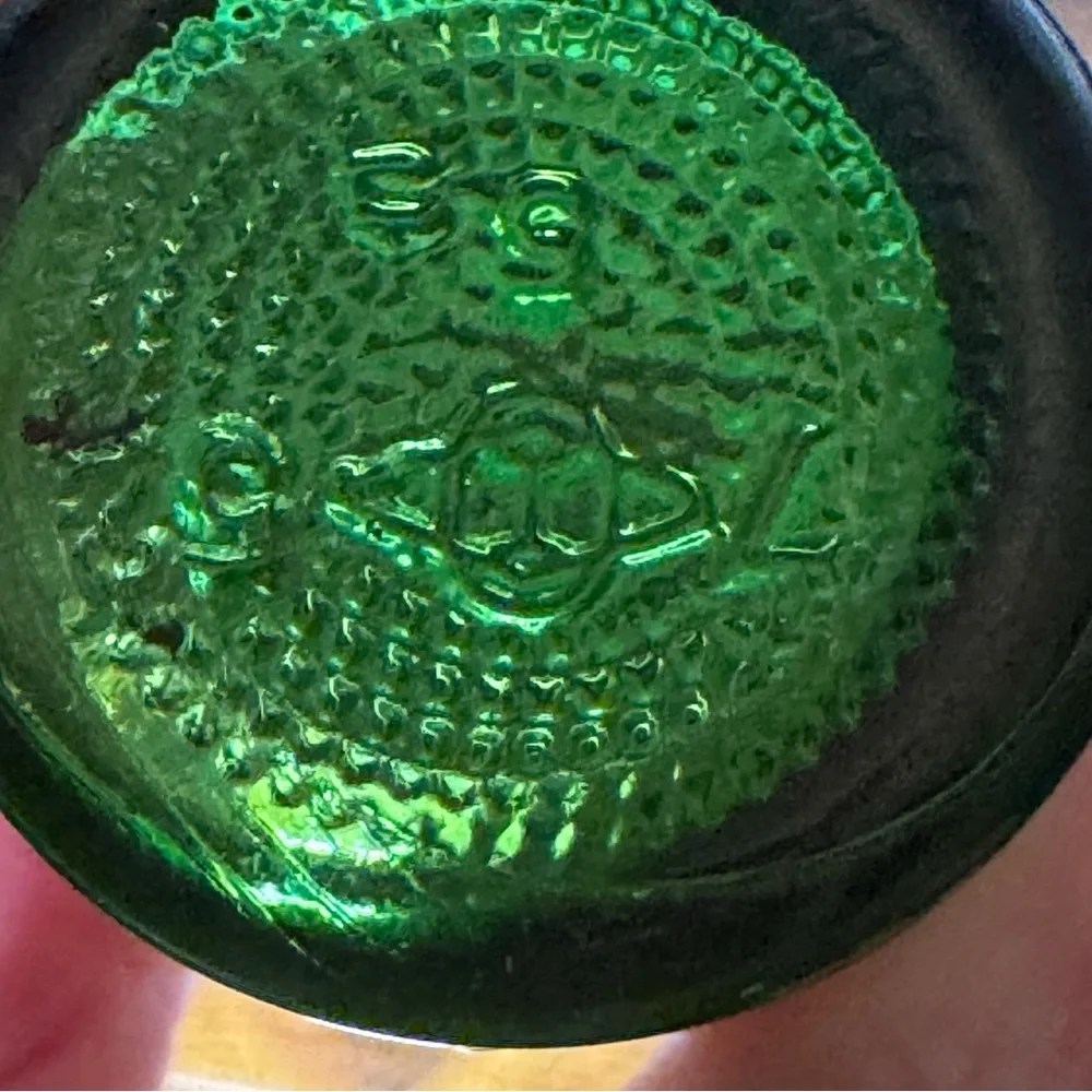 Vintage 1953 Cunningham Drug Stores Detroit‎ MI Green Glass Prescription Bottle